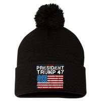 Donald Trump 47 Usa President 2024 Trump 47 President Pom Pom 12in Knit Beanie