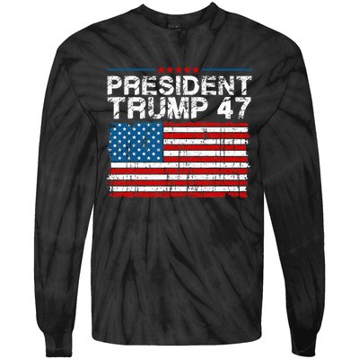 Donald Trump 47 Usa President 2024 Trump 47 President Tie-Dye Long Sleeve Shirt