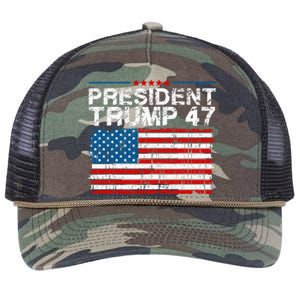 Donald Trump 47 Usa President 2024 Trump 47 President Retro Rope Trucker Hat Cap