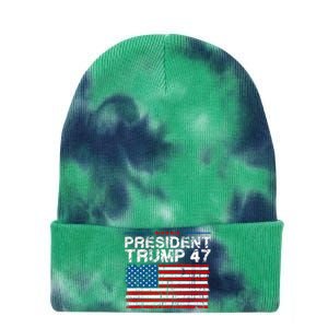 Donald Trump 47 Usa President 2024 Trump 47 President Tie Dye 12in Knit Beanie