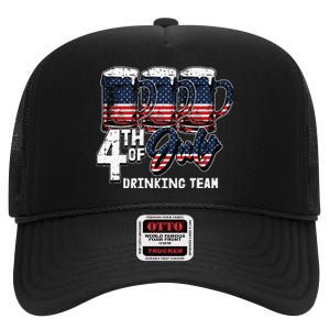 Drinking Team 4th Of July Beer Mug American Flag Patriotic High Crown Mesh Back Trucker Hat