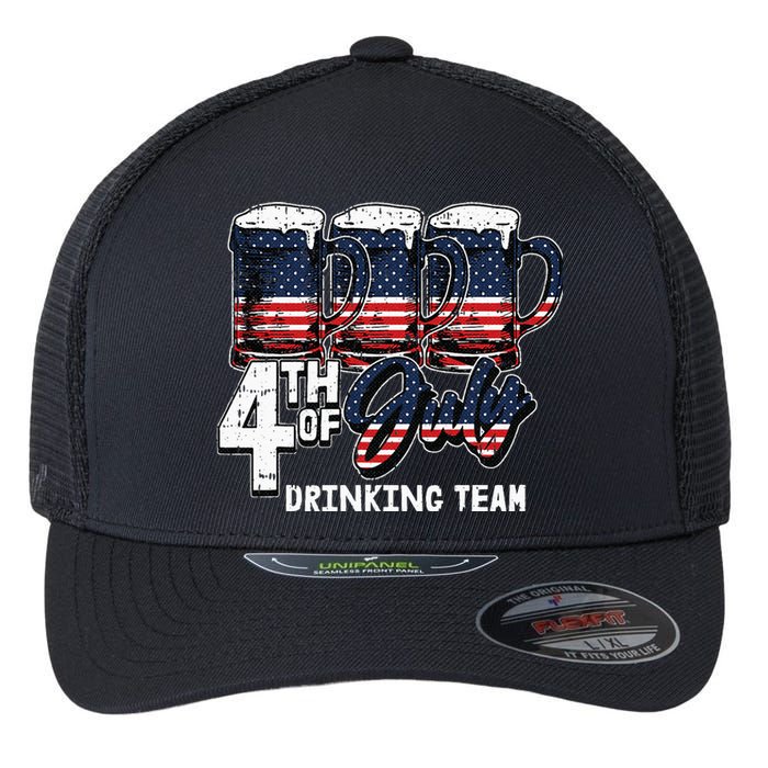 Drinking Team 4th Of July Beer Mug American Flag Patriotic Flexfit Unipanel Trucker Cap