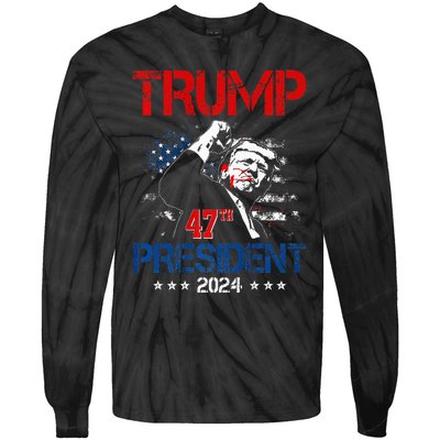 Donald Trump 47th President 2024 Trump Inauguration Day Tie-Dye Long Sleeve Shirt