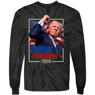 Donald Trump 47th President 2024 Trump Inauguration Day Tie-Dye Long Sleeve Shirt