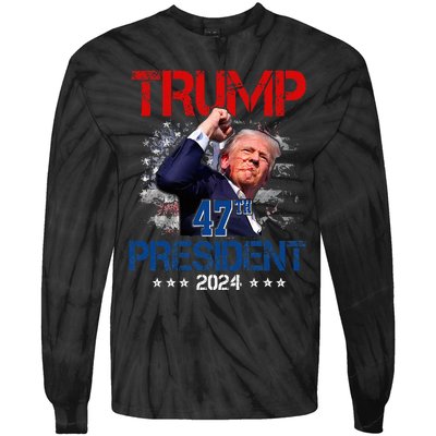 Donald Trump 47th President 2024 Trump Inauguration Day Tie-Dye Long Sleeve Shirt