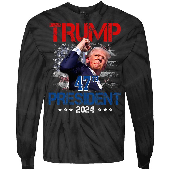 Donald Trump 47th President 2024 Trump Inauguration Day Tie-Dye Long Sleeve Shirt