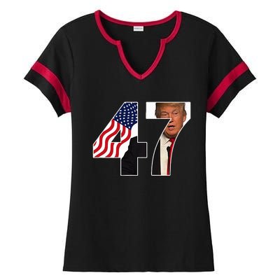 Donald Trump 47th Us President 2024 Ladies Halftime Notch Neck Tee