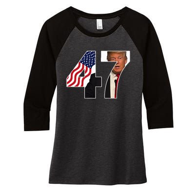 Donald Trump 47th Us President 2024 Women's Tri-Blend 3/4-Sleeve Raglan Shirt