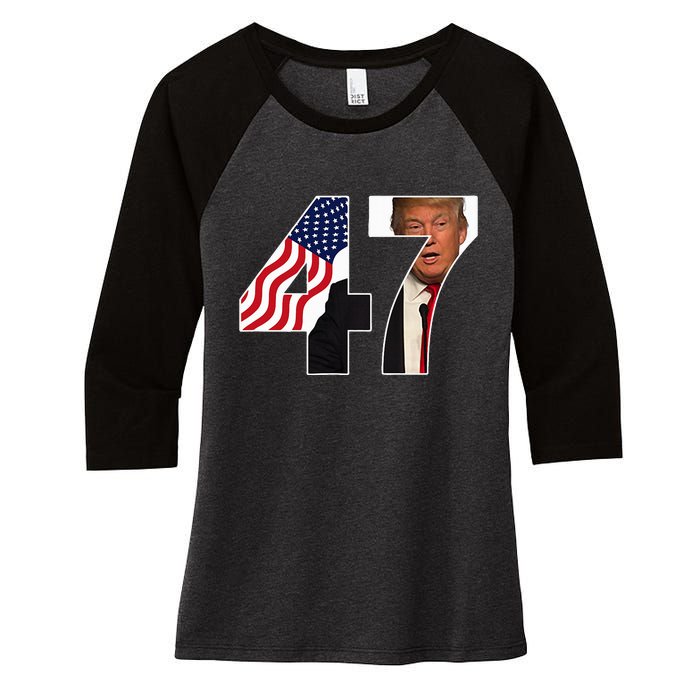 Donald Trump 47th Us President 2024 Women's Tri-Blend 3/4-Sleeve Raglan Shirt