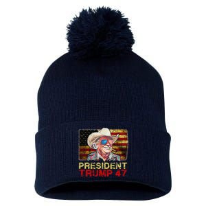 Donald Trump 47 Usa President 2024 Trump 47 President Pom Pom 12in Knit Beanie