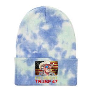 Donald Trump 47 Usa President 2024 Trump 47 President Tie Dye 12in Knit Beanie