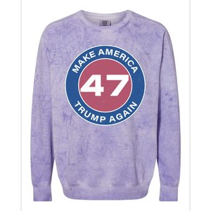 Distressed Trump 47 Republican Proud Conservative Colorblast Crewneck Sweatshirt