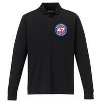 Distressed Trump 47 Republican Proud Conservative Performance Long Sleeve Polo