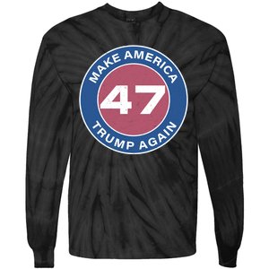 Distressed Trump 47 Republican Proud Conservative Tie-Dye Long Sleeve Shirt