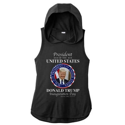 Donald Trump 47 President Inauguration Day 2025 Memorabilia Ladies PosiCharge Tri-Blend Wicking Draft Hoodie Tank