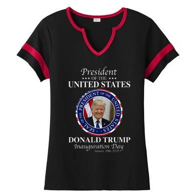 Donald Trump 47 President Inauguration Day 2025 Memorabilia Ladies Halftime Notch Neck Tee