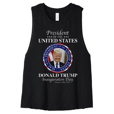 Donald Trump 47 President Inauguration Day 2025 Memorabilia Women's Racerback Cropped Tank