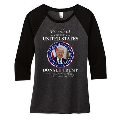 Donald Trump 47 President Inauguration Day 2025 Memorabilia Women's Tri-Blend 3/4-Sleeve Raglan Shirt