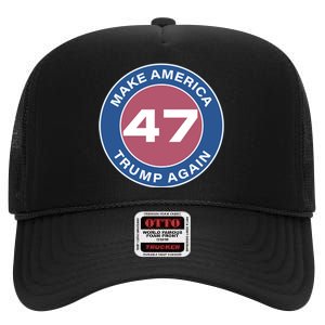 Distressed Trump 47 Republican Proud Conservative High Crown Mesh Back Trucker Hat