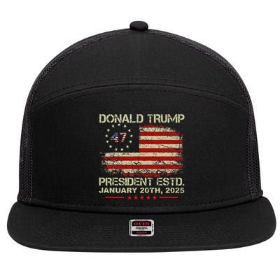 Donald Trump 47th President Inauguration 2025 Supporters 7 Panel Mesh Trucker Snapback Hat