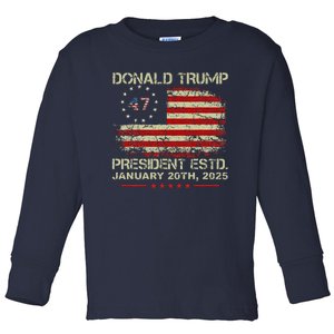 Donald Trump 47th President Inauguration 2025 Supporters Toddler Long Sleeve Shirt