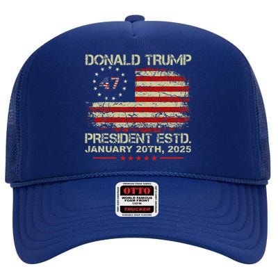 Donald Trump 47th President Inauguration 2025 Supporters High Crown Mesh Back Trucker Hat