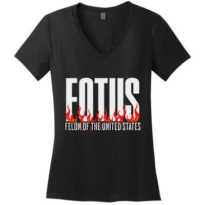 Donald Trump 47 Fotus Felon Of The United States Political Women's V-Neck T-Shirt