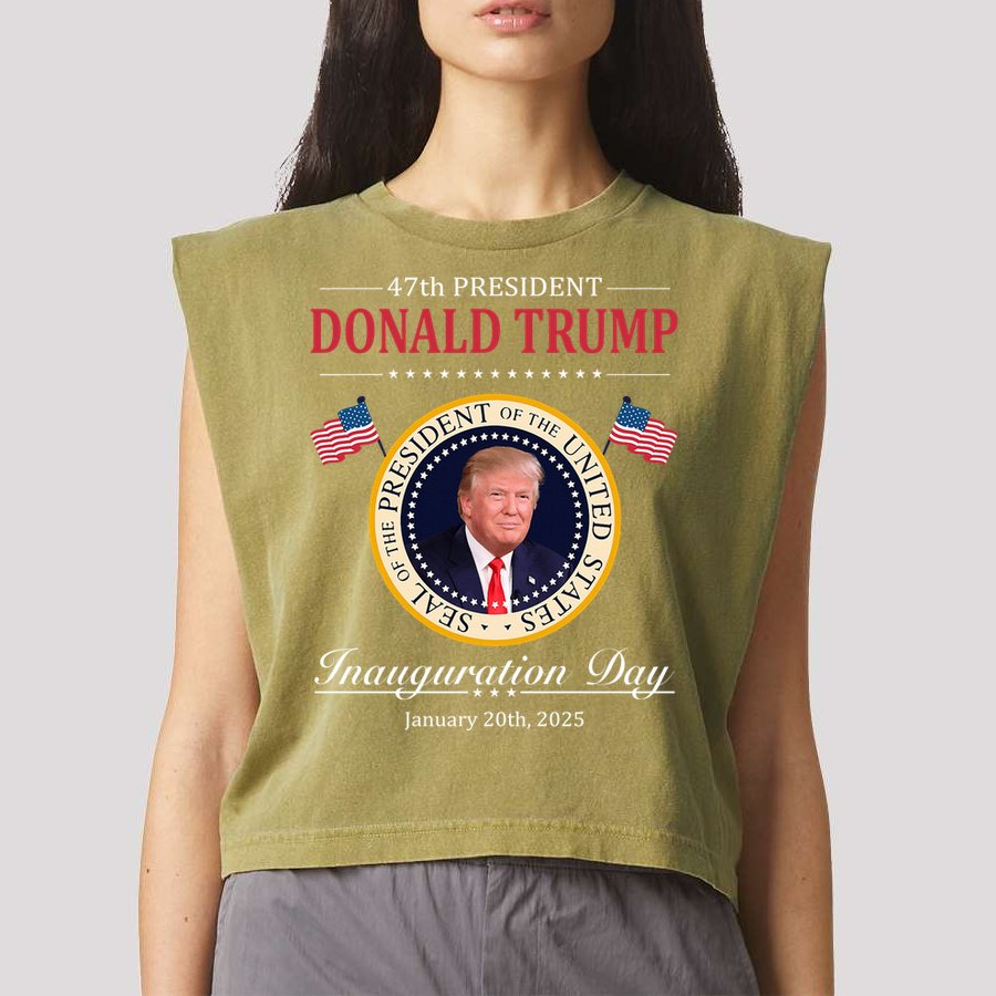 Donald Trump 4th President Inauguration Day Garment-Dyed Women's Muscle Tee