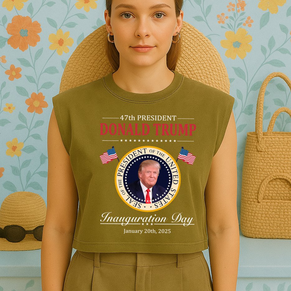 Donald Trump 4th President Inauguration Day Garment-Dyed Women's Muscle Tee