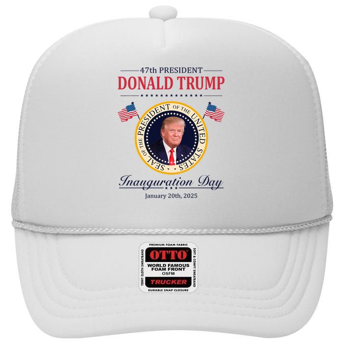 Donald Trump 4th President Inauguration Day High Crown Mesh Back Trucker Hat