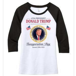 Donald Trump 4th President Inauguration Day Women's Tri-Blend 3/4-Sleeve Raglan Shirt