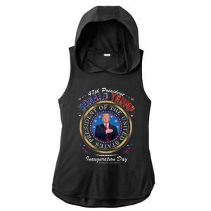 Donald Trump 47th President Inauguration 2025 Supporters Ladies PosiCharge Tri-Blend Wicking Draft Hoodie Tank