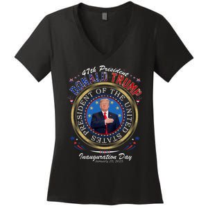 Donald Trump 47th President Inauguration 2025 Supporters Women's V-Neck T-Shirt