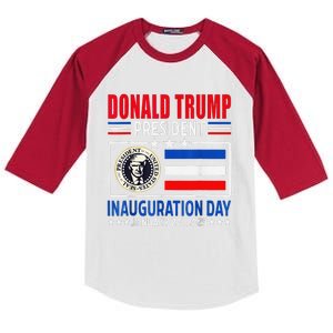 Donald Trump 47th President Inauguration Day January 20 2025 Kids Colorblock Raglan Jersey