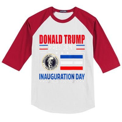 Donald Trump 47th President Inauguration Day January 20 2025 Kids Colorblock Raglan Jersey