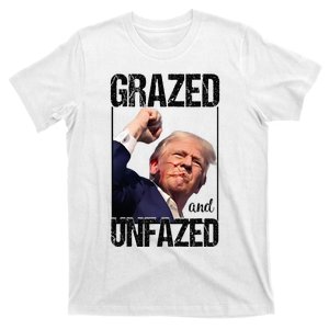 Donald Trump 45 47 Fist Pump Fight Grazed And Unfazed 2024 T-Shirt