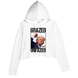 Donald Trump 45 47 Fist Pump Fight Grazed And Unfazed 2024 Crop Fleece Hoodie