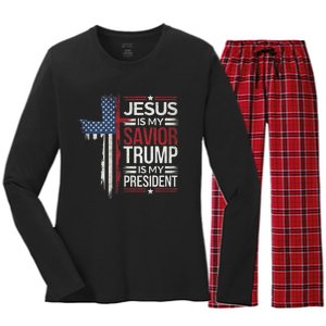 Donald Trump 47th President Inauguration Day 2025 Fans Women's Long Sleeve Flannel Pajama Set 