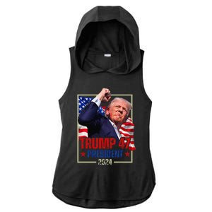 Donald Trump 47 President 2024 Trump Inauguration Day Ladies PosiCharge Tri-Blend Wicking Draft Hoodie Tank