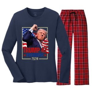 Donald Trump 47 President 2024 Trump Inauguration Day Women's Long Sleeve Flannel Pajama Set 