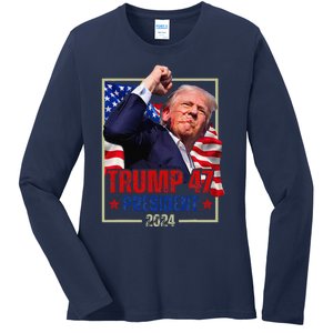 Donald Trump 47 President 2024 Trump Inauguration Day Ladies Long Sleeve Shirt