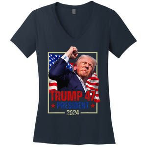 Donald Trump 47 President 2024 Trump Inauguration Day Women's V-Neck T-Shirt