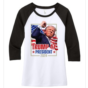 Donald Trump 47 President 2024 Trump Inauguration Day Women's Tri-Blend 3/4-Sleeve Raglan Shirt