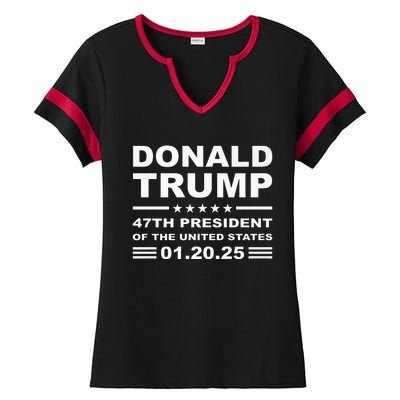 Donald Trump 47th President 2025 Inauguration Usa Patriotic Ladies Halftime Notch Neck Tee