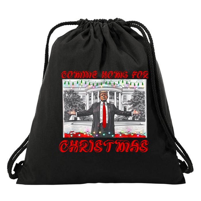 Donald Trump 47th President Of The United States Coming Home For Christmas Drawstring Bag