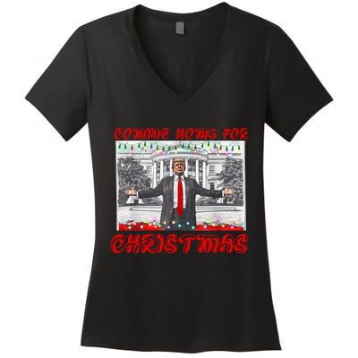 Donald Trump 47th President Of The United States Coming Home For Christmas Women's V-Neck T-Shirt