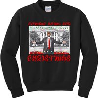 Donald Trump 47th President Of The United States Coming Home For Christmas Kids Sweatshirt