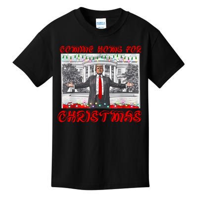 Donald Trump 47th President Of The United States Coming Home For Christmas Kids T-Shirt