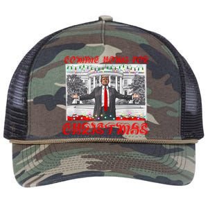 Donald Trump 47th President Of The United States Coming Home For Christmas Retro Rope Trucker Hat Cap