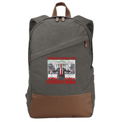 Donald Trump 47th President Of The United States Coming Home For Christmas Cotton Canvas Backpack